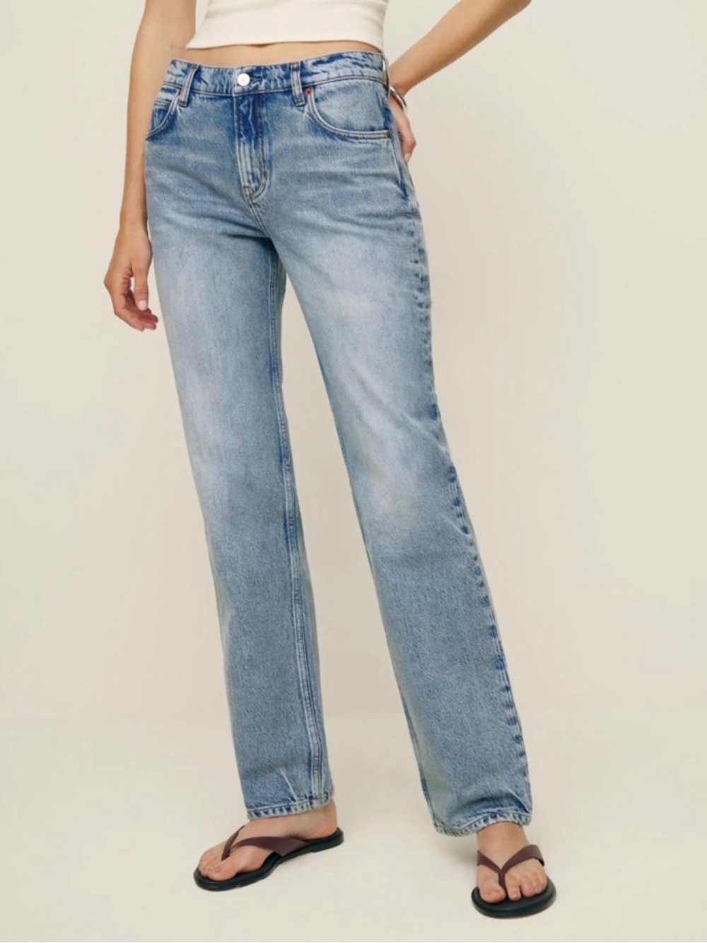 Reformation sz 27 Abby Low Rise Straight Blue Jeans Manzanita Wash Eco produced
